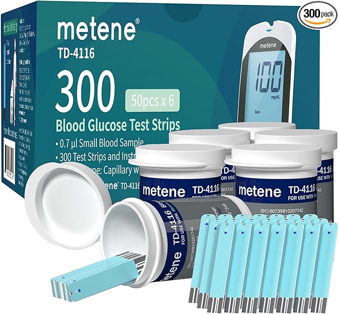 Metene TD-4116 Blood Glucose Test Strips, 300 Count TD-4116 Blood