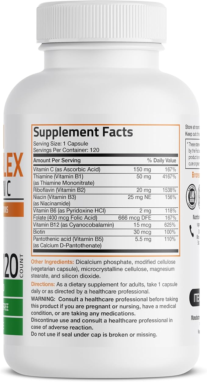 Bronson Vitamin B Complex with Vitamin C 120 Vegetarian