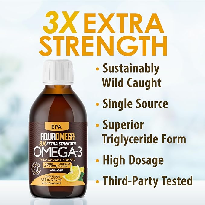 3X Extra Strength EPA Omega-3 Fish 3 Supplements 2980mg Burpless 7.60 Fl