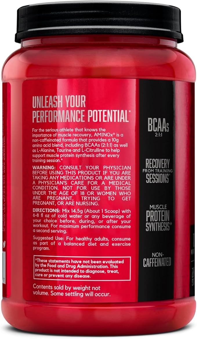 BSN Amino X Muscle Recovery & Endurance Powder with BCAAs, Intra Workout Support, 10 Grams of Amino Acids, Keto Friendly, Caffeine Free, Flavor: Fruit Punch, 70 Servings (Packaging May Vary)