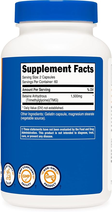 Nutricost Betaine Anhydrous Caps 1500mg, 60 (2 Bottles)