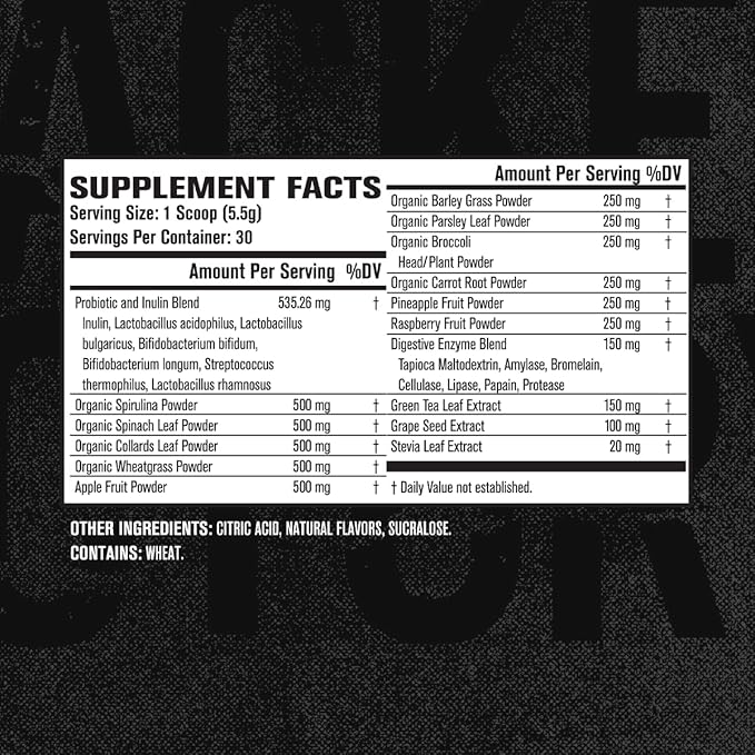 Jacked Factory Green Surge Green Superfood Powder- Keto Friendly Greens Drink w/Spirulina, Wheat & Barley Grass, Organic Greens - Green Tea Extract, Probiotics & Digestive Enzymes - Sour Apple - 30sv