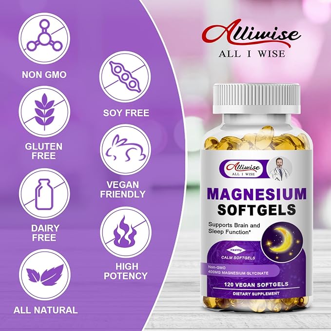 High Absorption Magnesium Glycinate 400mg Softgels 400 mg 100mg Calcium D3 & K2, for
