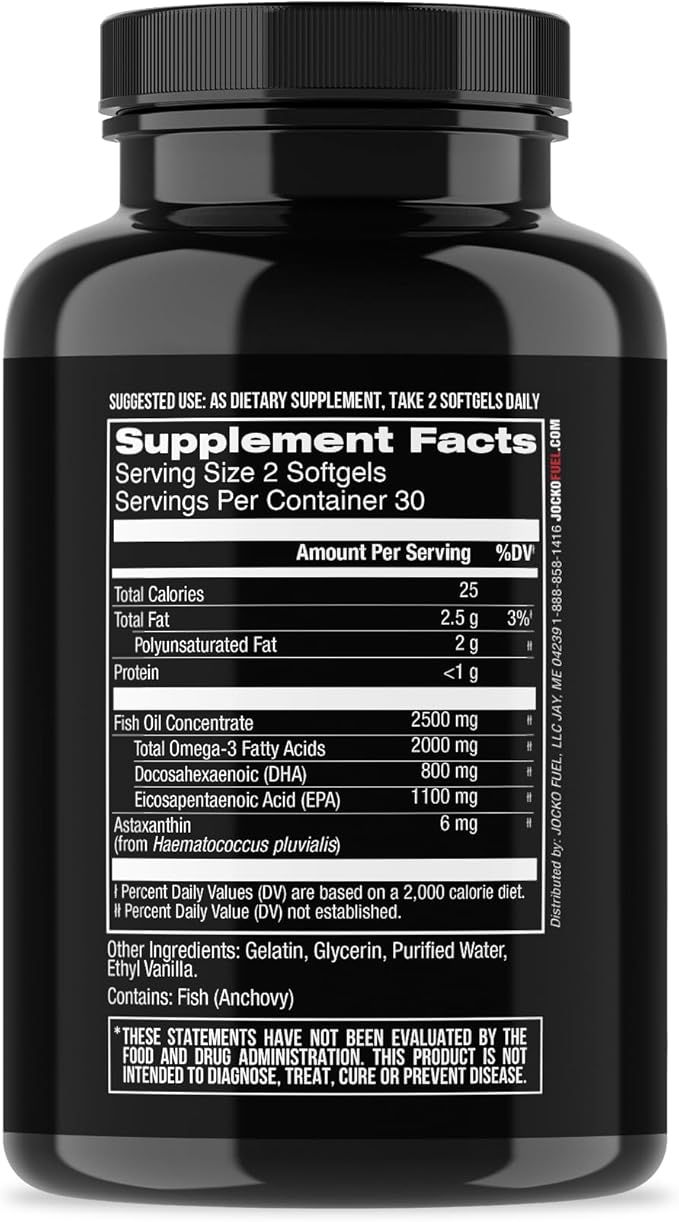 Jocko Fuel Omega 3 Fish Oil Supplement 2000mg Omega 3 Fatty (30 Capsules) (30 Day
