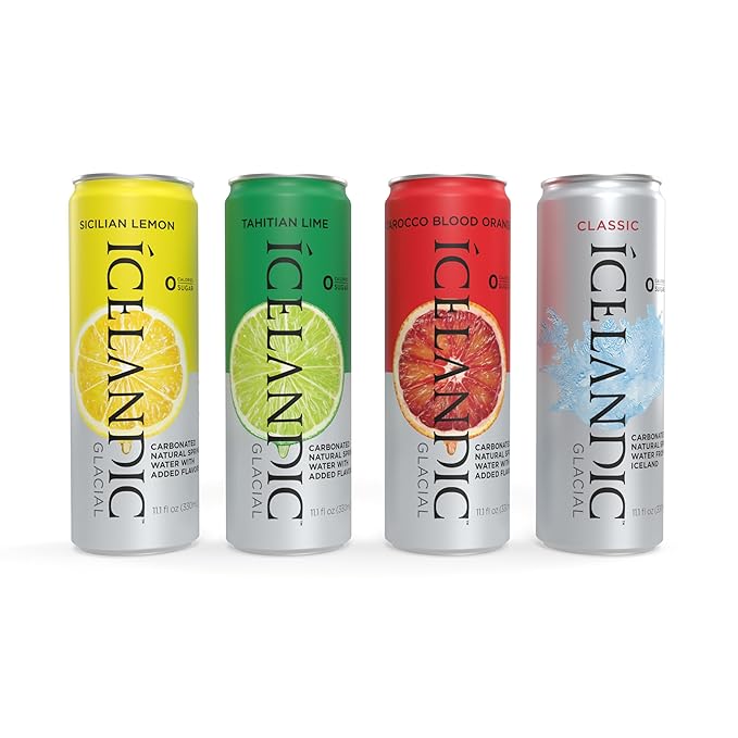 Icelandic Glacial Sparkling Water, Sicilian Lemon, 330 ml / 11.1 Fl Oz Cans (Pack of 10)