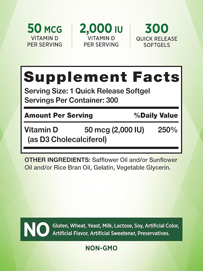 Vitamin D3 2000 IU 300 Softgels