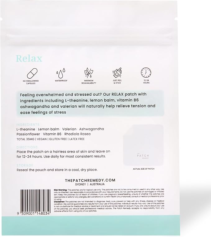 The Patch Remedy Relax Patches 30 Topical B6, Rhodiola