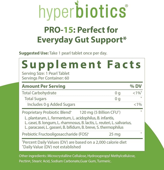 Hyperbiotics Pro 15 Vegan Probiotic Supplement 15 Diverse 60 Count