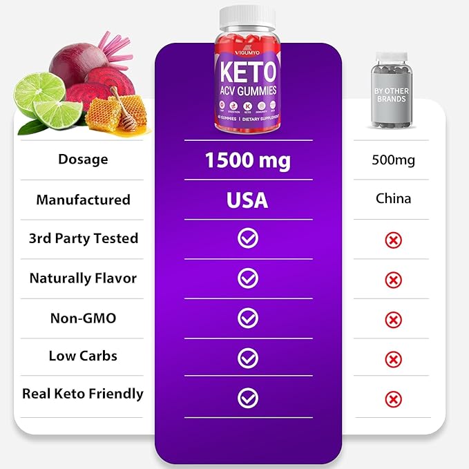 Keto ACV Gummies 1500MG Keto Apple Cider Vinegar Formulated with Pomegranate Beet Juice Powder B12 Vegan Non GMO 120 Gummies