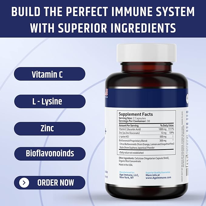 Vitamin C 1000mg Complex with L-Lysine 500mg, Zinc 12mg, Bioflavonoids 300mg. Doctor Bottles.(2)