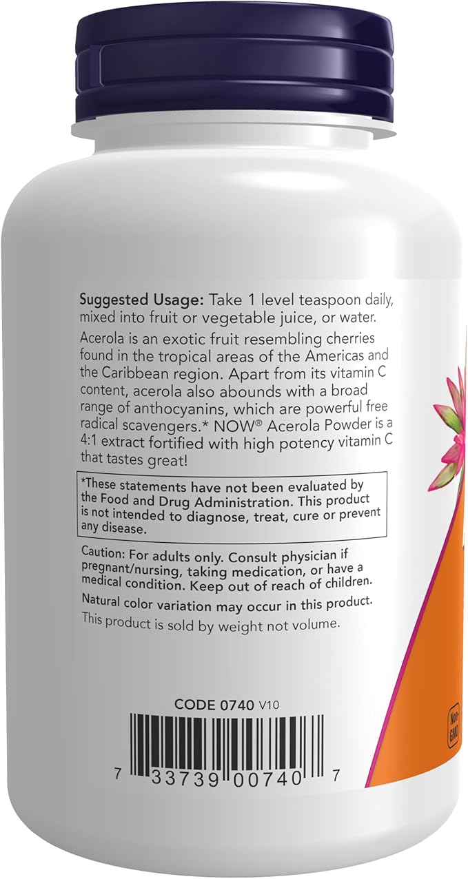 NOW Supplements, Acerola 4:1 Extract Powder, 6-Ounce