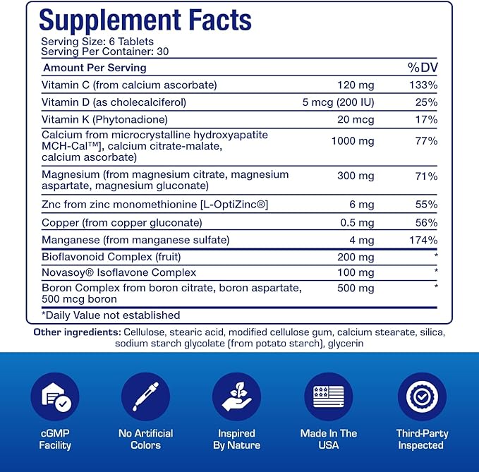 Clinical Calcium Complex Bone Supplement - Restorative Calcium Magnesium Zinc D3 Supplement for Bone Health Strength & Density Support with Antioxidant Bioflavonoids - High Absorption - 15 Servings