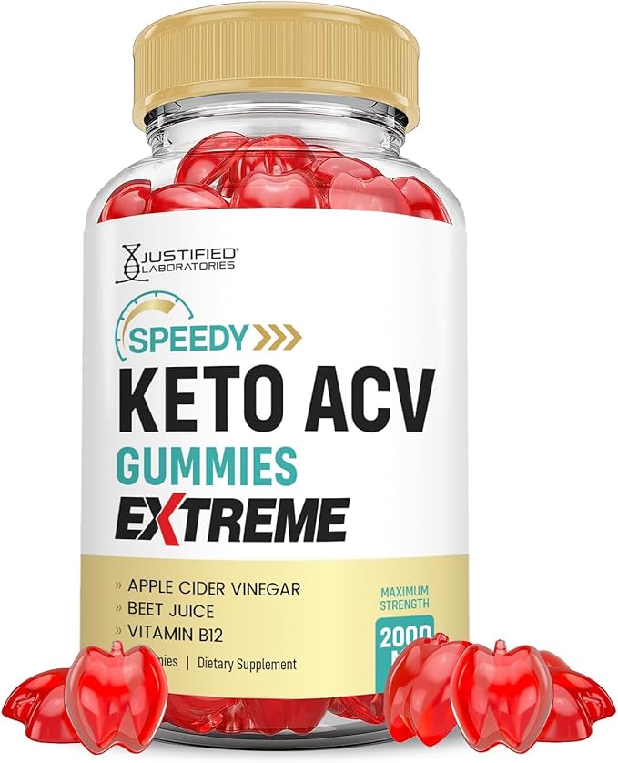 Justified Laboratories Speedy Keto ACV Gummies Extreme 2000MG Speedy Keto Gummies Advanced Formula Apple Cider Vinegar with Pomegranate Beet Juice Powder B12 Vegan Non GMO 60 Gummys