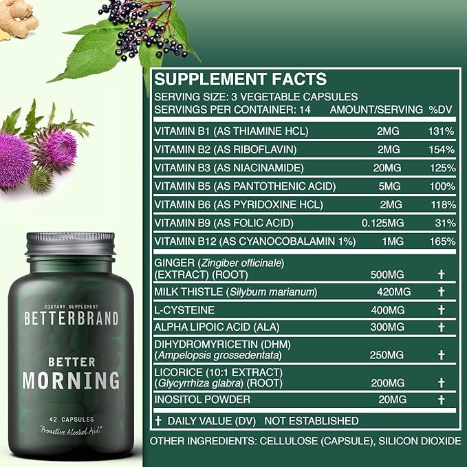 Betterbrand BetterMorning All-Natural Ingredients with DHM (42 Capsules)