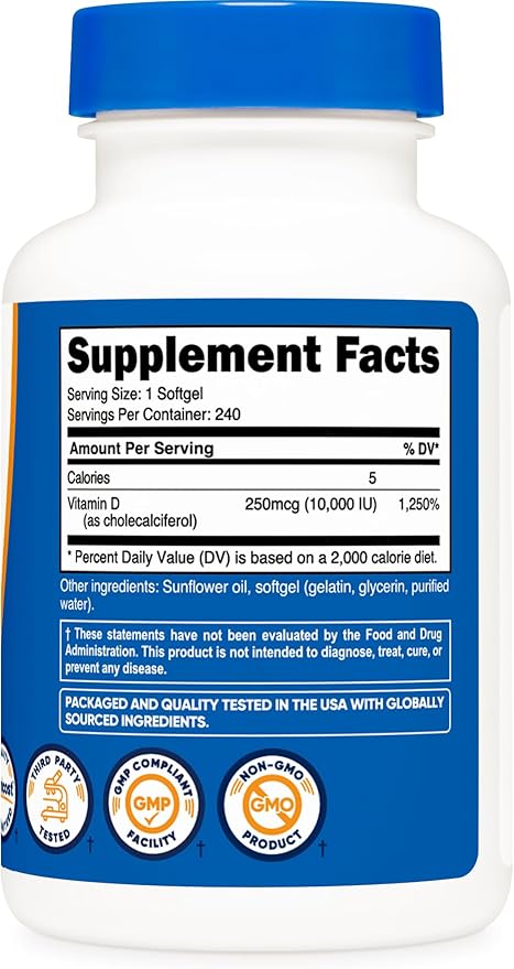 Nutricost Vitamin D3 10,000 IU, 240