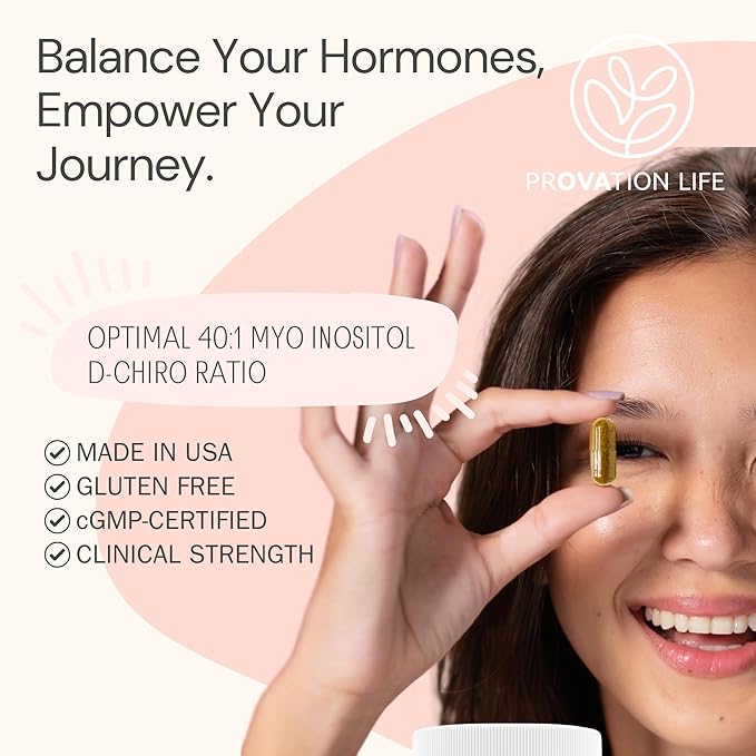 Myo Inositol Plus PCOS supplement Vitamins for Women, Physician Formulated Natural Ovulation Pills, Myo-Inositol, D Chiro Inositol, Berberine for Fertility & Ovarian Support 180 Capsules