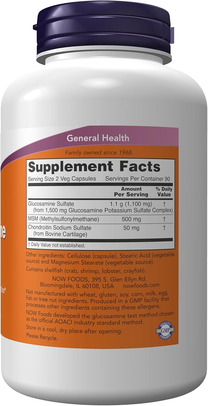 NOW Supplements, Glucosamine & MSM plus 180 Veg