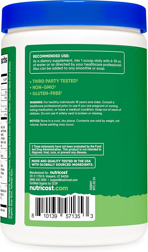 Nutricost Organic Super Greens Powder (30 Servings) (30 Servings,