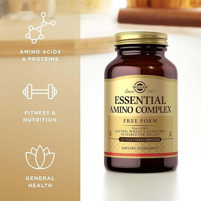 SOLGAR Essential Amino Complex - 90 Vegetable Capsules, Pack of 3 - Non-GMO, Vegan, Gluten Free, Dairy Free, Kosher - 270 Total Servings