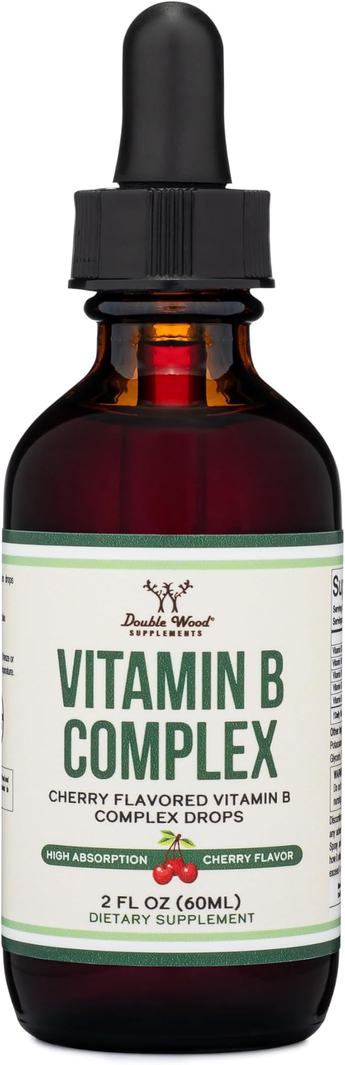 Double Wood Supplements Liquid Vitamin B Complex 2 Month B3, B6, B6, B7 B7 (Biotin), B9, and B12 - 2 FL