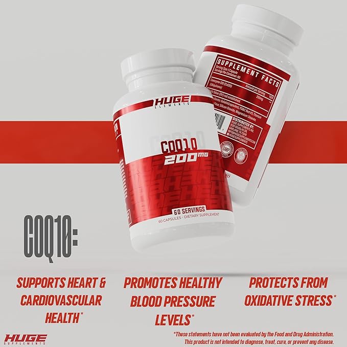 Huge Supplements CoQ10, 200mg Coenzyme Q10 (60 Capsules)