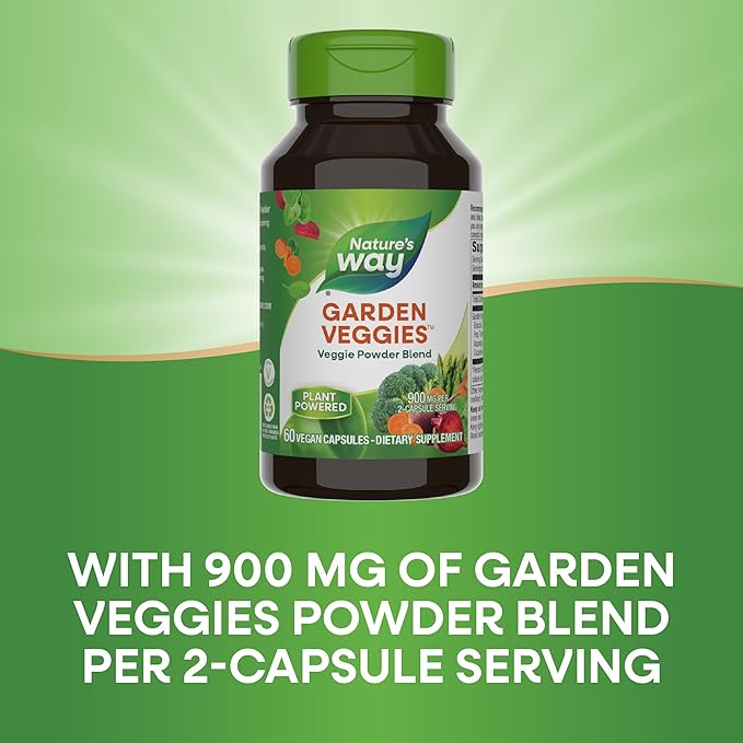 Nature's Way Daily Garden Veggies, Veggie 900mg per 2-Capsule Serving, 60 Capsules