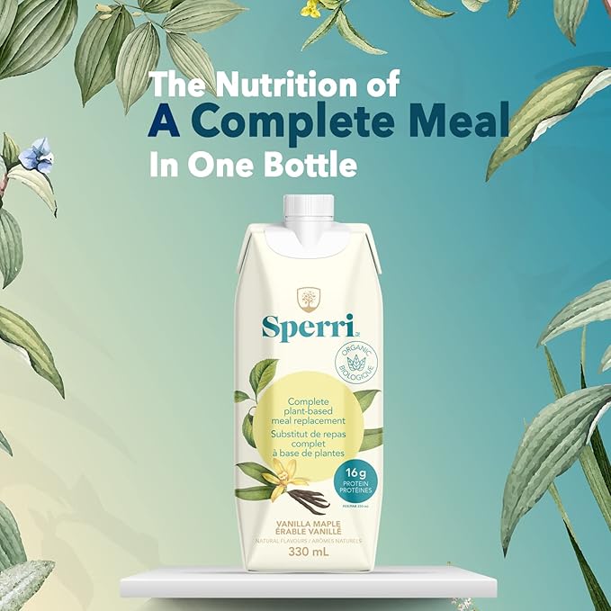 Sperri Plant-Based Meal Replacement Shake – Organic Protein Drink Made with Hemp & Pea Protein – Vegan Gluten-Free Dairy-Free Ready to Drink – Vanilla Flavor, 11.16 fl. oz. (12 Pack)