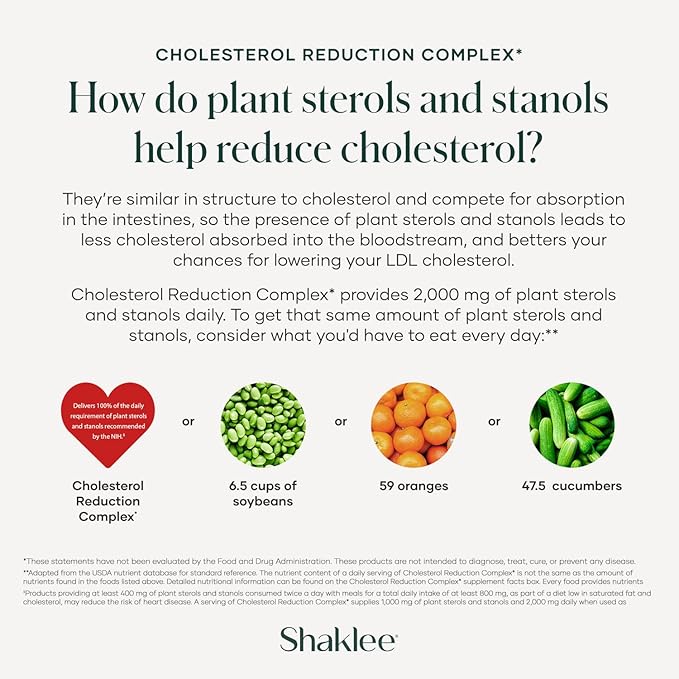 Shaklee - Cholesterol Complex: Plant-Based Formula for Cardiovascular Wellness- 120 Tablets