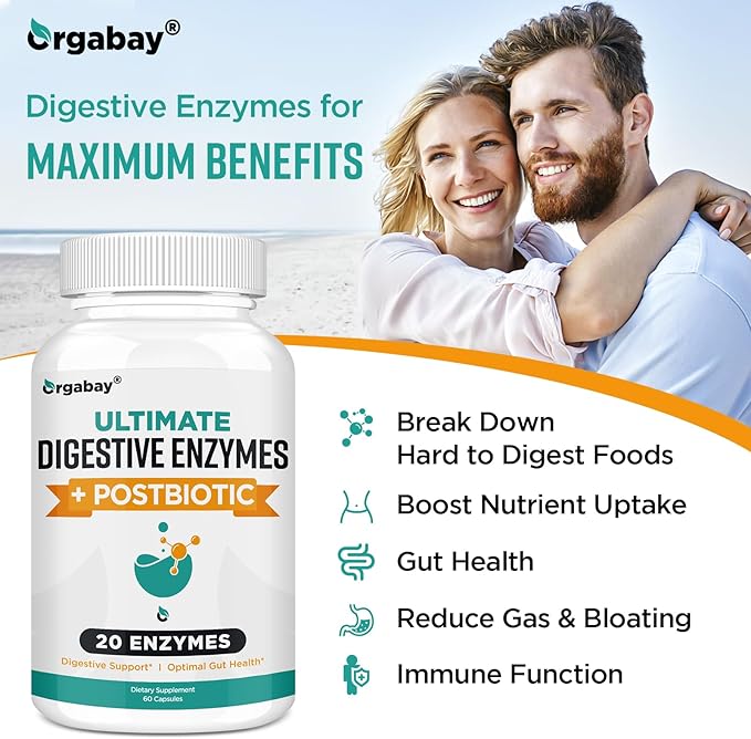 Digestive Enzymes 1000mg with Postbiotics, 20 240 Veggie