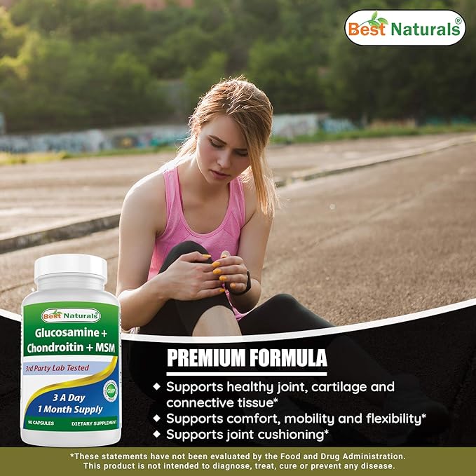 Best Naturals, Glucosamine Chondroitin MSM Supplements, 2600 mg 90 Capsules (90 Count 3))