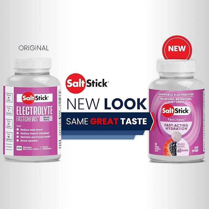 SaltStick Electrolyte FastChews - Mixed Berry Chewable Electrolyte Tablets - Salt Tablets for Runners, Electrolyte Chews for Hydration - 120 Count