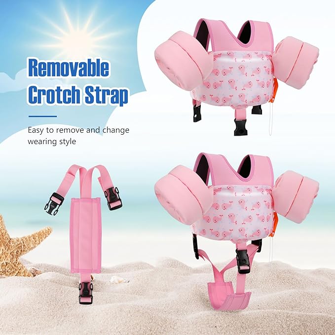 Moko Toddler Swim Vest for Kids, 20-50 lbs/22-66 lbs Clearance Swim Arm Band Cartoon Swimming Wings Pool Float Vests Sleeves Shoulder Straps Arm Floaties for Children Learn to Swim