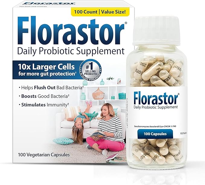 Florastor Probiotics for Digestive & Immune 100 Capsules,