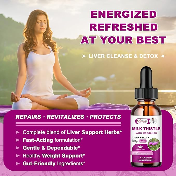 Liver Health Support Liquid, 1000mg Milk 80% Silymarin 250mg Dandelion
