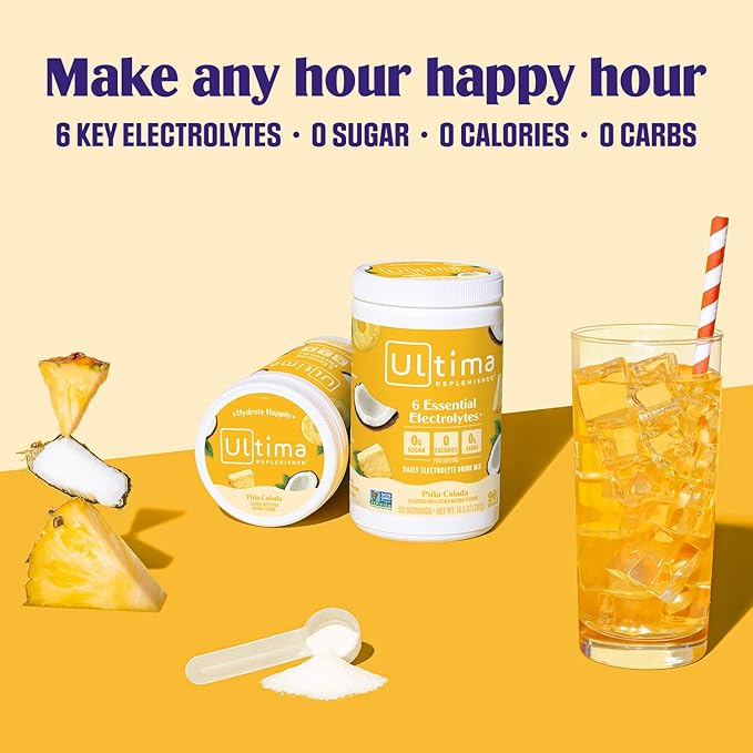 Ultima Replenisher Mocktini Electrolyte Powder Drink Mix – Piña Colada, 90 Servings – Hydration Powder with 6 Electrolytes and Trace Minerals – Keto Friendly, Non-GMO and Sugar-Free
