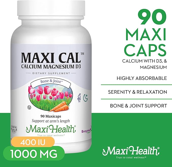 Maxi Health Calcium 1000 mg Supplement D3 (1000 (1000 IU) (500 mg) 90 Capsules