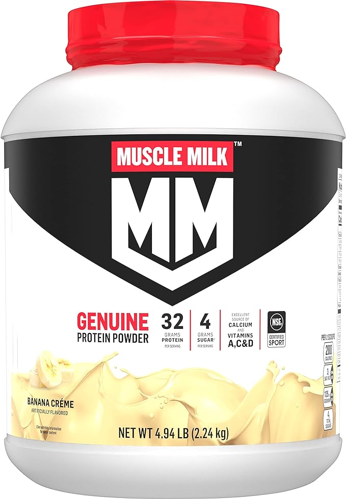 Muscle Milk Genuine Protein Powder, Banana 32g Protein, 5 Pound, 32 Servings