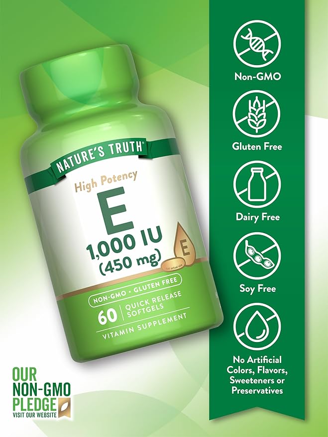 Nature's Truth Vitamin E Softgels 1000 IU 60 Count