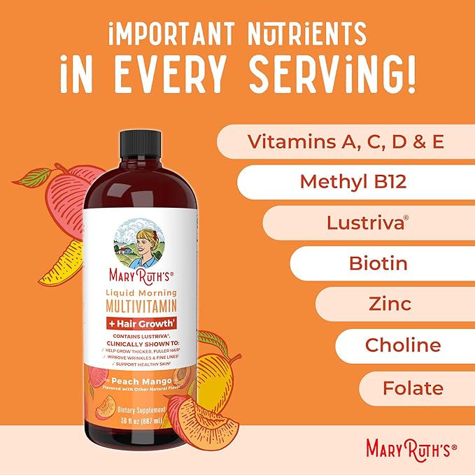 MaryRuth's Liquid Multivitamin + Lustriva® Hair Growth 10000mcg | 18+ | 30 Fl