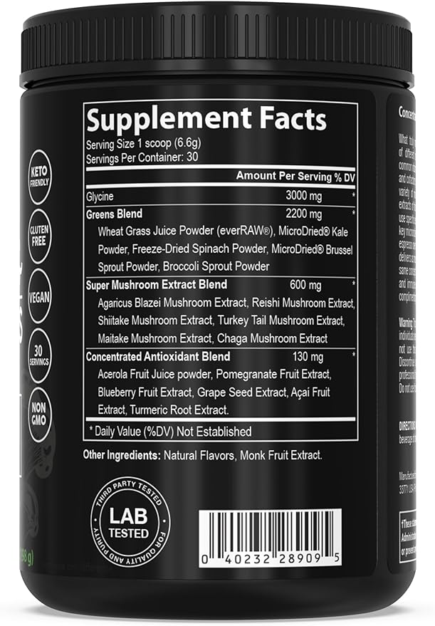 PEScience Greens & Superfoods Powder, Original, 30 Servings, Natural Chlorophyll with Turkey Tail Mushroom & Fruit Extracts Blend