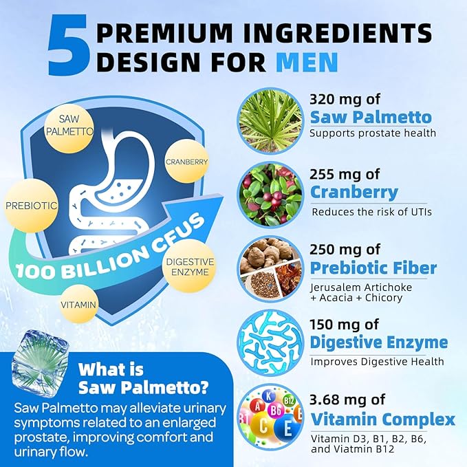 Probiotics for Men 100 Billion CFU 90 Veg