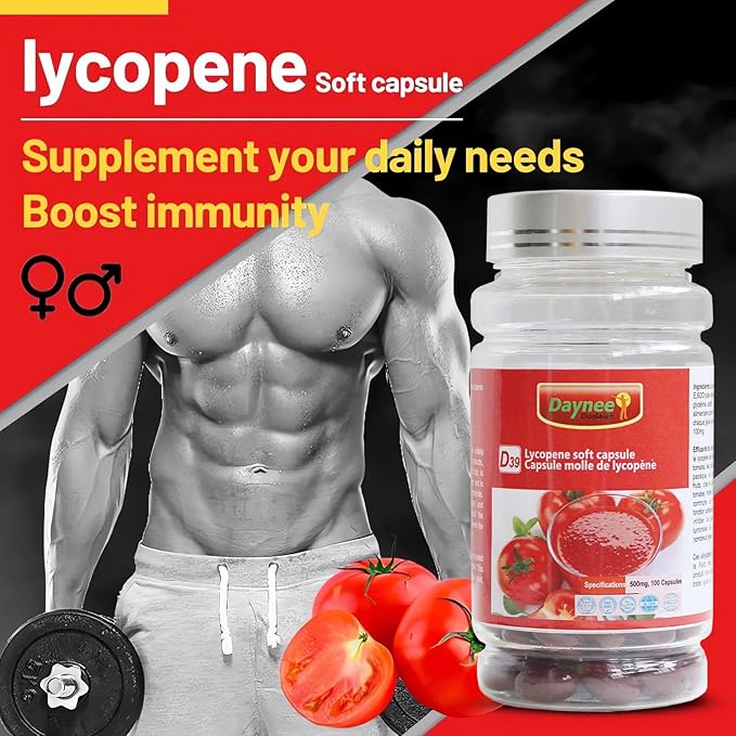 AIHIYO Lycopene Soft Capsule, 100mg Tomato Supplement Extract, Organic Complex Formula, 500mg Per Capsule, 100 Softgel