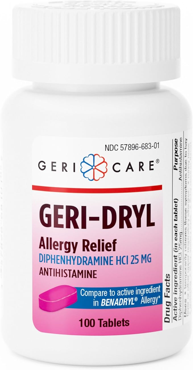GeriCare Geri-Dryl Diphenhydramine HCl 25mg, Allergy 100 Count 1)