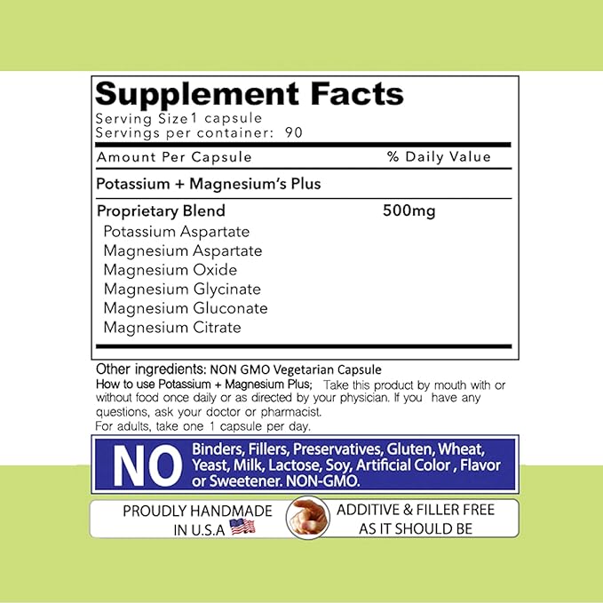 Our Daily Vites Potassium Magnesium Supplement 500mg - Powerful Magnesium Potassium Supplement with 5 Forms of Magnesium for Muscle Recovery, Leg Cramps, Gluten-Free Non-GMO - 90 Caps