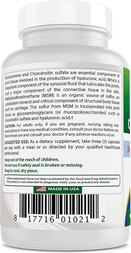 Best Naturals, Glucosamine Chondroitin MSM Supplements, 2600 mg 90 Capsules (90 Count 3))