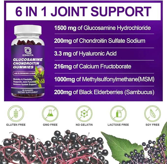 Glucosamine Chondroitin Gummies 2- Pack, 1500mg Glucosamine 120 count