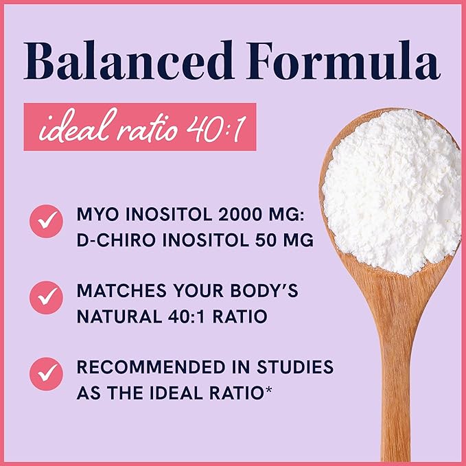 Myo-Inositol & D-Chiro Inositol Powder 40:1 Ratio 2000mg, D 50mg | 30 Servings, 2.17 oz.