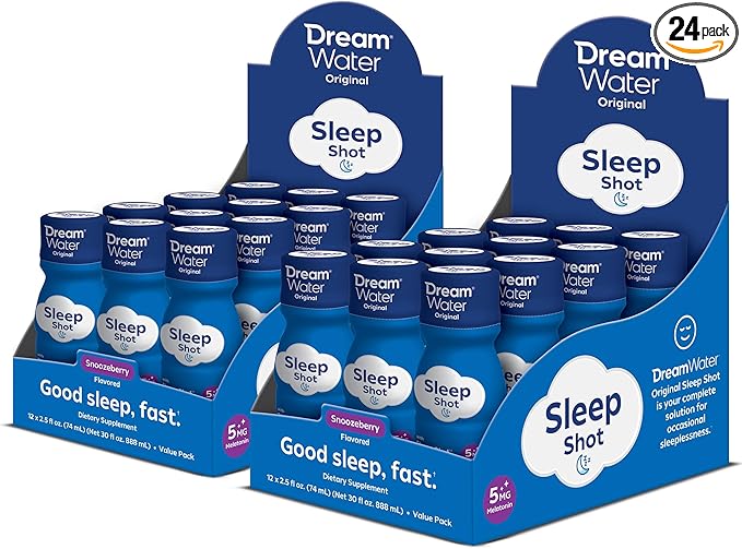 Dream Water Sleep Aid Supplement Drink; 5mg, GABA, 5-HTP; Zero 2.5 oz 24-Count