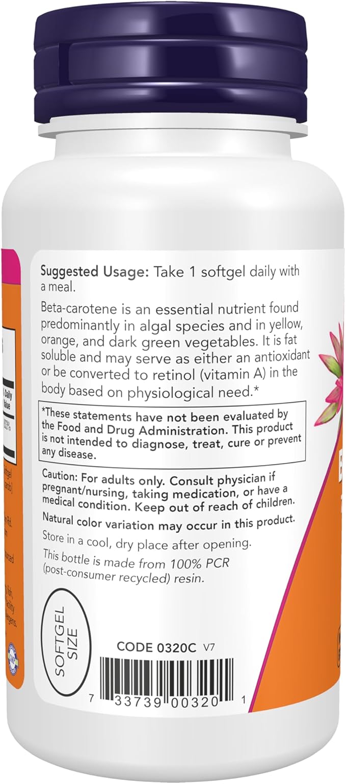 NOW Supplements, Natural Beta Carotene 25,000 90 Softgels