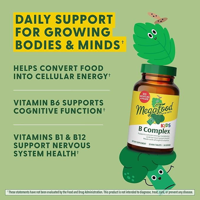 MegaFood Kids B Complex 8 B B6, Vitamin B12, Folate, 30 Mini